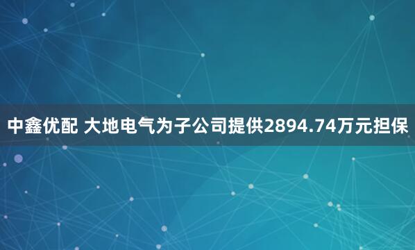 中鑫优配 大地电气为子公司提供2894.74万元担保