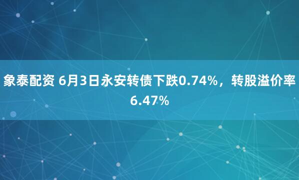 象泰配资 6月3日永安转债下跌0.74%,转股溢价率6.47%