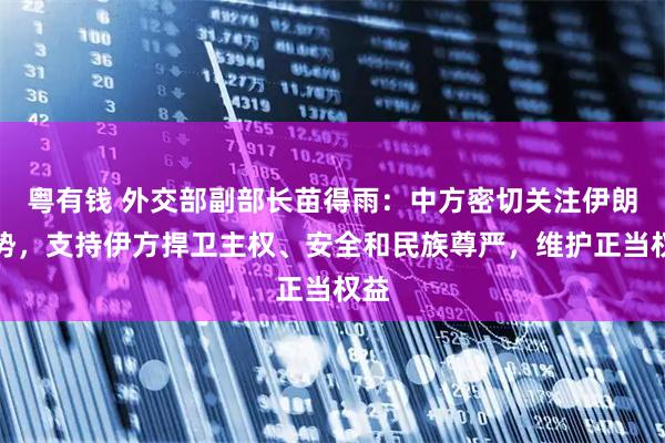 粤有钱 外交部副部长苗得雨：中方密切关注伊朗局势，支持伊方捍卫主权、安全和民族尊严，维护正当权益
