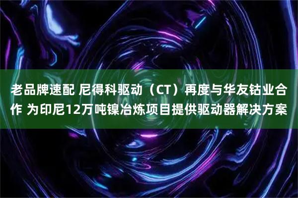 老品牌速配 尼得科驱动（CT）再度与华友钴业合作 为印尼12万吨镍冶炼项目提供驱动器解决方案